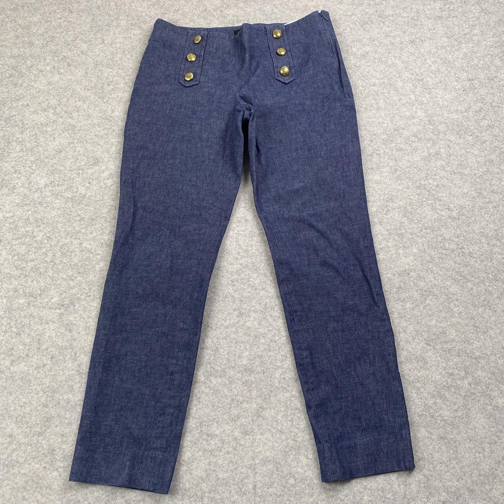 Banana Republic Pants Womens 2 (28x25) Blue Sloan Slim Nautical Gold Button